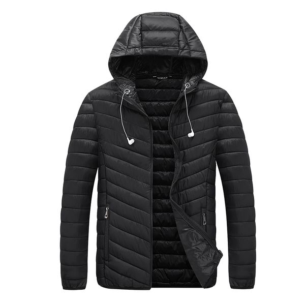 

men jacket winder fashion long-sleeved mountaineering outdoor leisure light thin cotton-padded clothes earphone line, Black