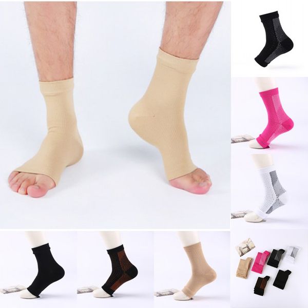 

foot ange compression foot sleeve support ankle socks sport protector soccer ankle support relief sock 6 styles fba drop shipping g461q, Blue;black