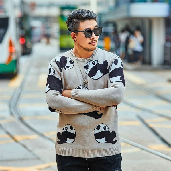 

2018 gxxh new large size men's pullover autumn and winter casual loose animal print sweater more size xxl-5xl 6xl 7xl, White;black