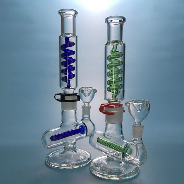 Bauen Sie eine Bong. Gefrierbare, gerade Bong, Kondensatorspule, Perc-Glasbong, Inline-Perc-Dab-Rig, runde Basis, Wasserpfeife, zweiteilig. Bauen Sie ILL06