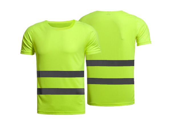 Acheter Livraison Gratuite Travailleur Jaune Orange Haute Visibilité Sécurité Travail Chemise été Respirant Travail T Shirt Réfléchissant T Shirt