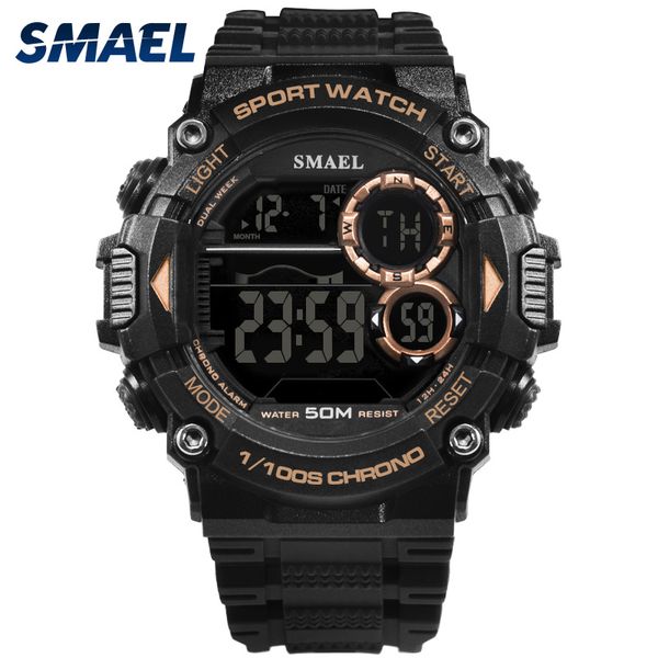 

smael watch men waterproof led sports s resist relogio masculino sport watch black gold 1707 men digital watches bracelet, Slivery;brown