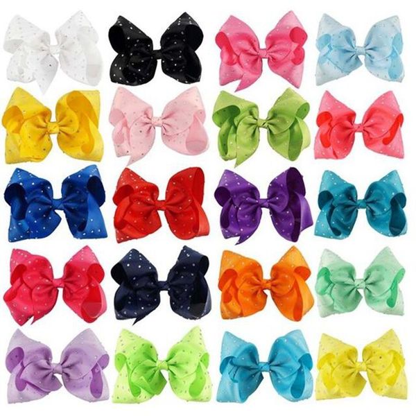 

large colorful full rhinestone hair bow with clip girl dance hairpin kids crystal party hair accessories, Slivery;white