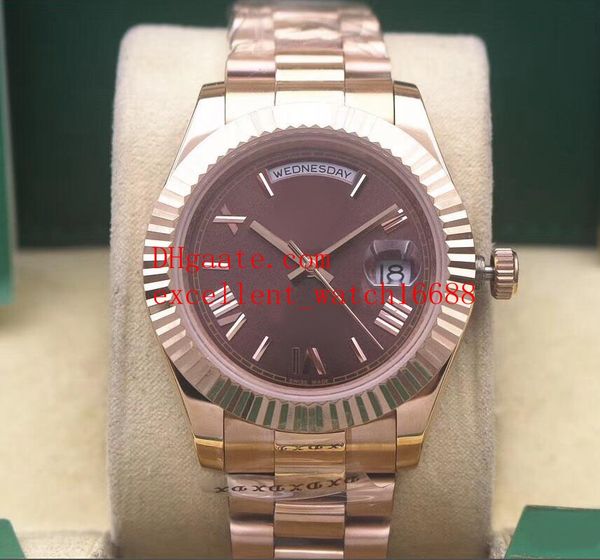 

3 style sell fashion watches president 41 mm 228235 18k rose gold day date asia 2813 automatic mechanical men's watch wristwatch chr, Slivery;brown