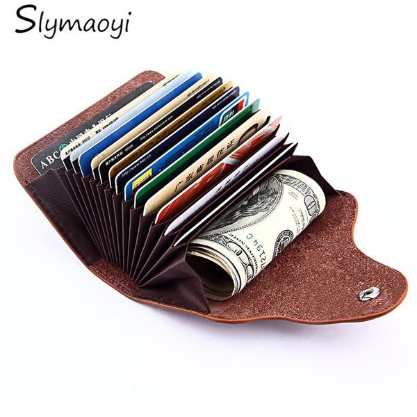 

Slymaoyi Genuine Leather Unisex Card Holder Wallets High Quality Female Credit Card Holders Women Pillow Organizer Purse