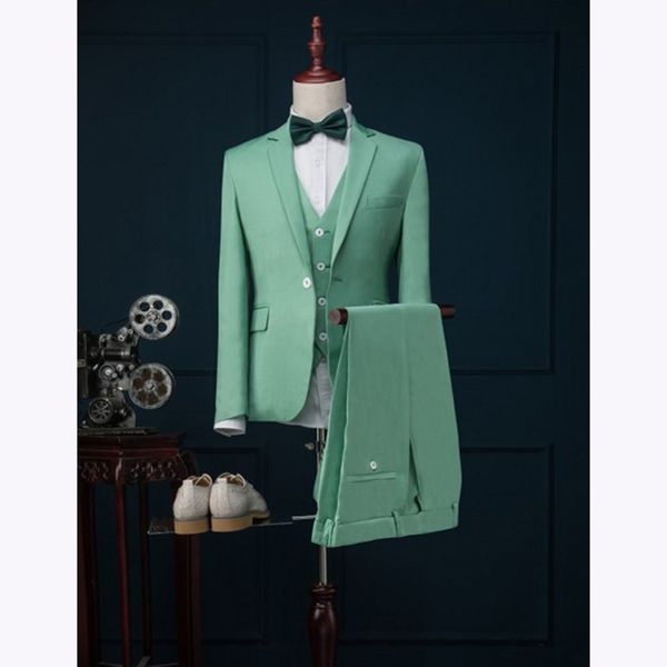 

2018 latest coat pant designs mint green men suit slim fit 3 piece stylish tuxedo custom groom suits prom blazer terno masculino, White;black