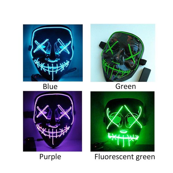 

EL Wire Skull Призрачная маска для лица Щель для рта Загорается светящаяся светодиодна