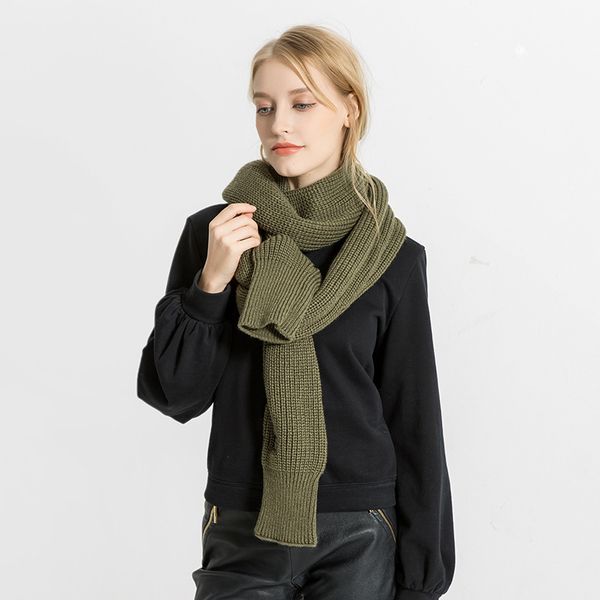 

2021 selling fashion new winter knitting scarf female fashion knit scarf pure color scarf with ing, Blue;gray