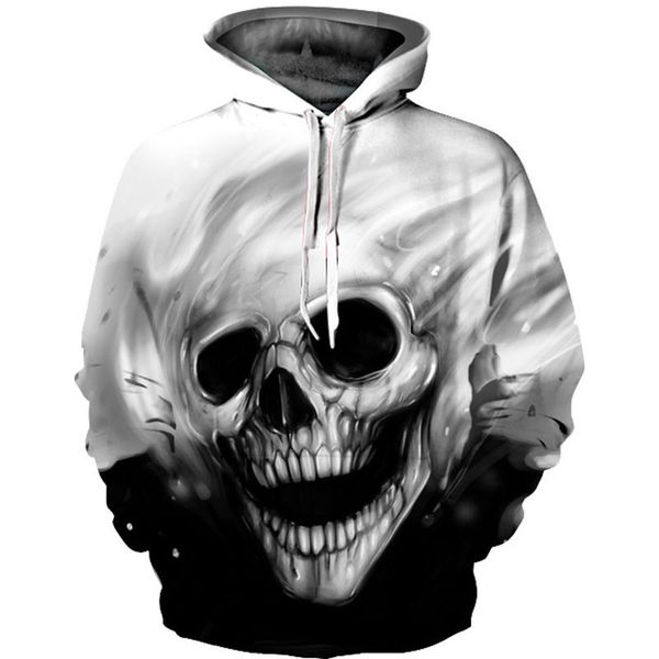 

skull hoodie hoodies men women long sleeve autumn winter brand hooded sweatshirt casual pullover 3d hoody dropship, Black