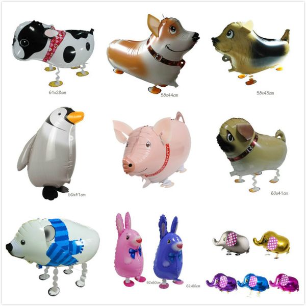 

walking pet 10 animals mixed elephant penguins aluminum foil balloon automatic sealing kids baloon toys gift birthday party supplies
