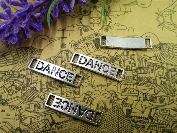 

60pcs-dance charms, antique silver dance charm pendants connector 28x7mm, Bronze;silver
