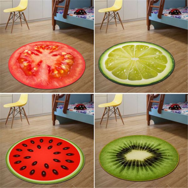 

new and fashion classic home warmly furit rug kids sitting carpet 3d print round kitchen door soft mat