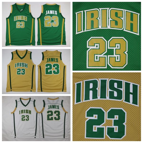

mens st. vincent mary high school irish lebron james high school basketball jersey #23 lebron james green stitched basketball shirts, Black