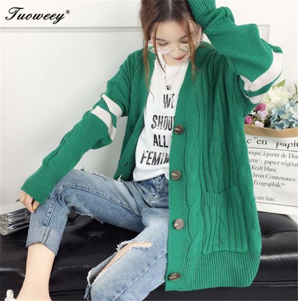 

spring and autumn long knitting cardigan female spell color stripe v neck slim button coat plus size sweater for women, White;black