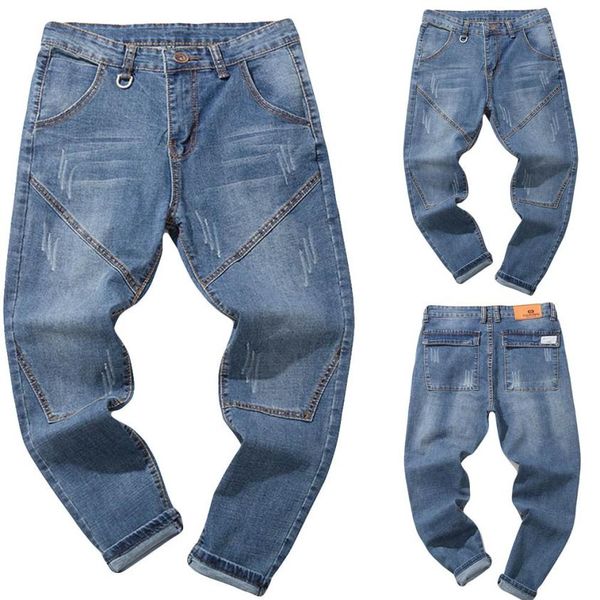 

womail casual men jeans pants denim cotton vintage men fashion trousers mens jeans back pocket drop ship 18aug13, Blue