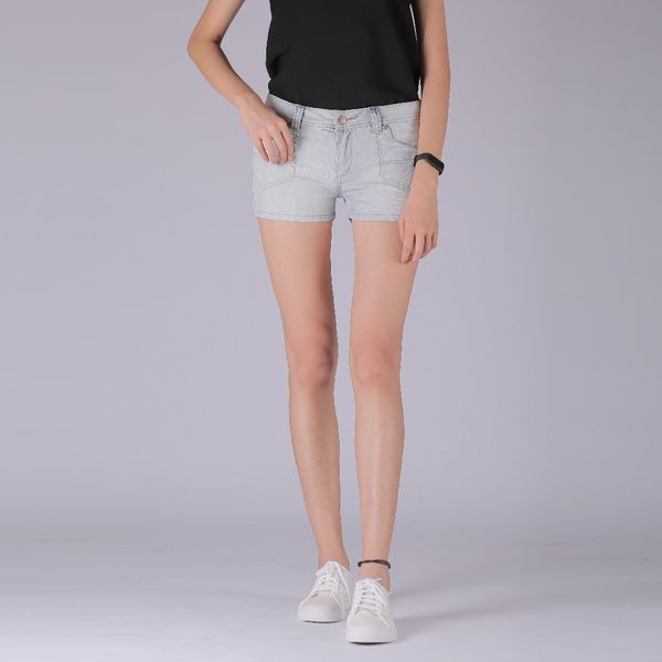 

denimcolab clothes ladies jeans skinny mid waist azul claro stretch cotton denim jeans shorts zipper for woman, Blue