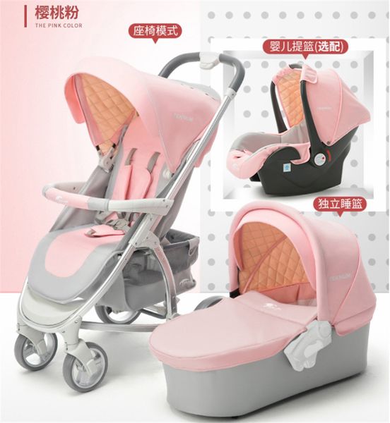

luxury baby stroller 3 in 1 with car seat high landscape portable baby carriages folding prams for newborns travel system