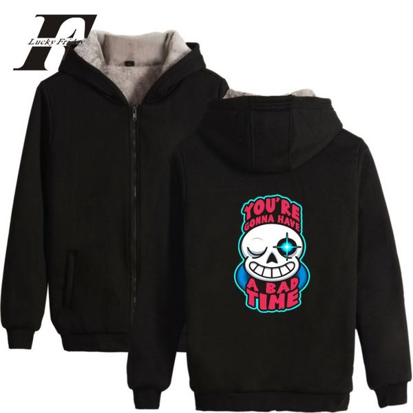 

2017 undertale winter warm classic game hoodies men zipper hoodies men/women thick coat men anime fun sweatshirts, Black