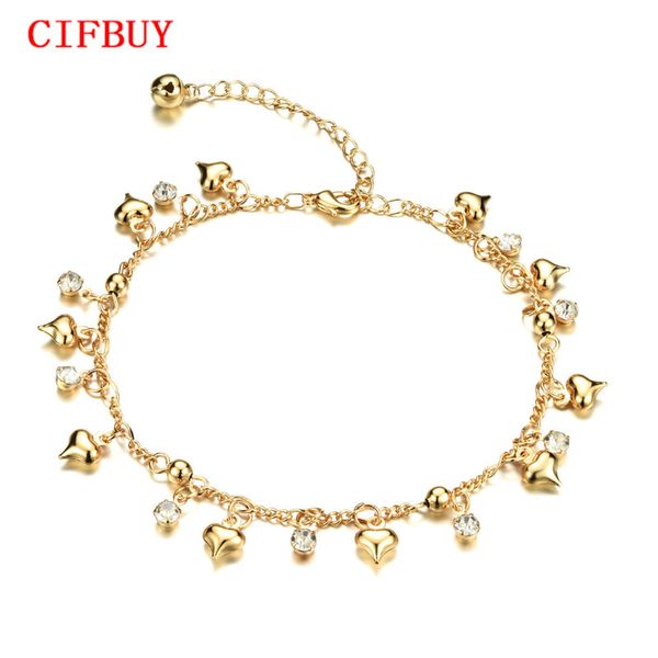 

Cifbuy романтическое сердце кулон женщина ножные браслеты новая мода Золотой цвет с цирконием женщины лодыжки браслет ювелирных изделий Kz736