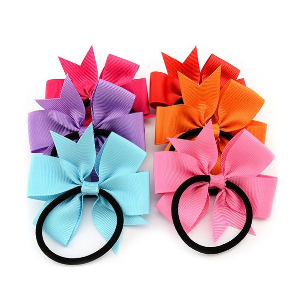 

kids hair accessories 40pcs/lot 3 inch sweet solid ribbon bows kids elastics hair rope hair ties headwear 610 hot