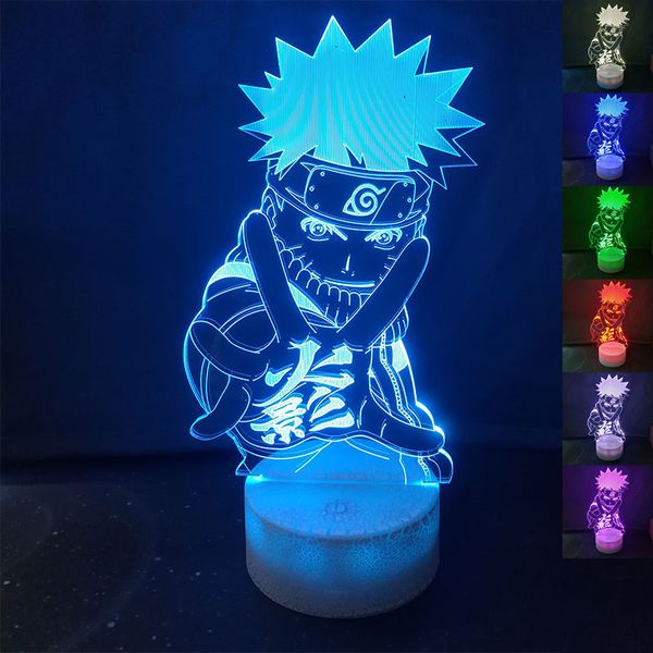 

Мультфильм Рисунок NARUTO 3D LED лампа 7 Изменение цвета Гравировка Акриловая сенсорны