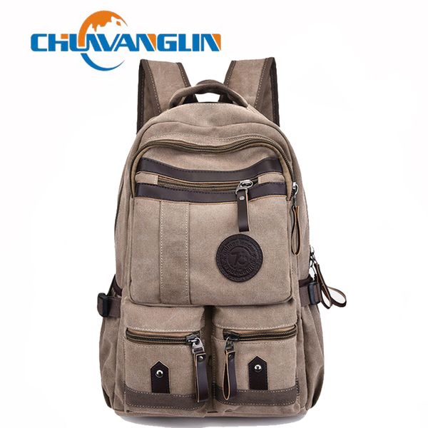

chuwanglin fashion backpack men's lapbackpack canvas male backpacks large capacity school bags vintage travel bag a7610