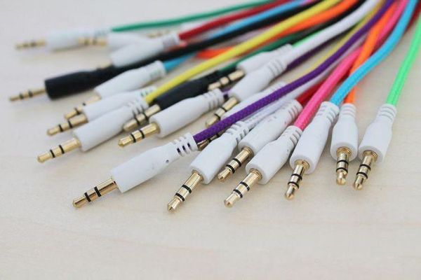 

candy color braided fabric 3.5 to 3.5 male to male audio cable for iphone headphone car aux 1500pcs/lot