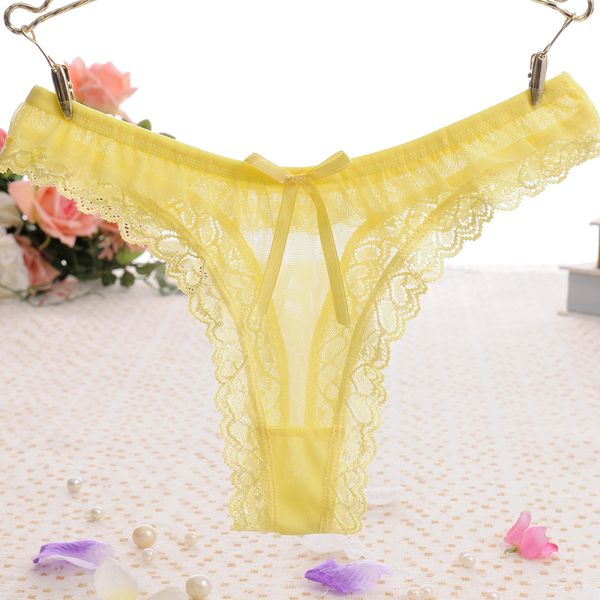 Wholessale kadın Iç Çamaşırı G-string külot Seksi Mesh Tanga Külot Kadın Şeffaf Samimi Güzel Ruffles Külot drop shipping 1504