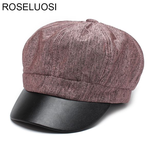 

roseluosi women patchwork knitted newsboy caps 2017 autumn winter new female vintage octagonal hats casual cabbie cap bonia, Blue;gray