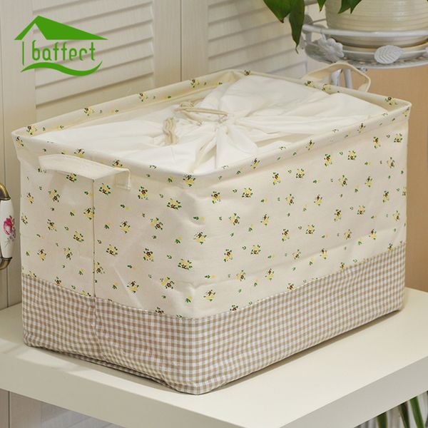 

cute printing cotton linen deskstorage organizer bundle sundries storage box cabinet underwear cloth toy basket