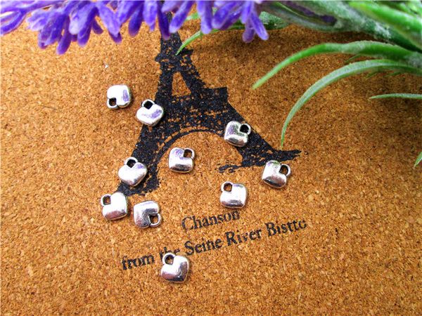 

180pcs--tiny heart charms,antique tibetan silver mini heart charm pendants 8x8mm, Bronze;silver