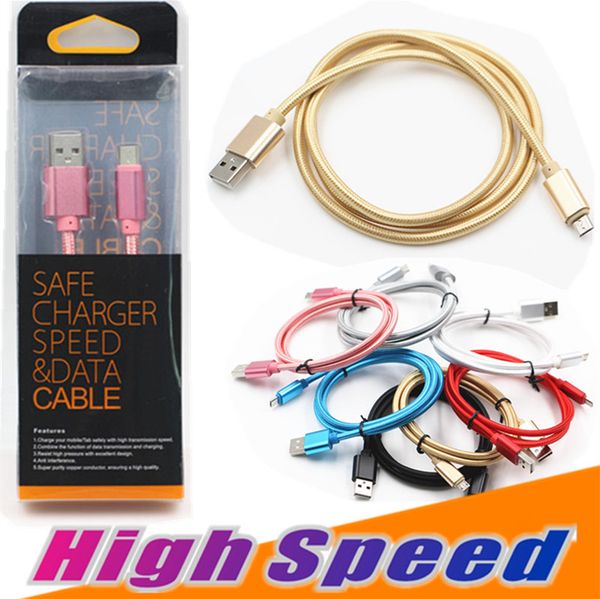 

3 feet/1m metal connector micro usb cable data sync charging cable unbroken stronger charging lead for samsung/htc/android smart phone