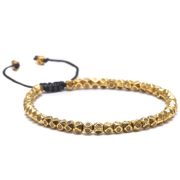 

handmade braided simple retro beads bracelet for men women multi faceted tibetan silver beaded bracelet friendship diy jewelry, Black