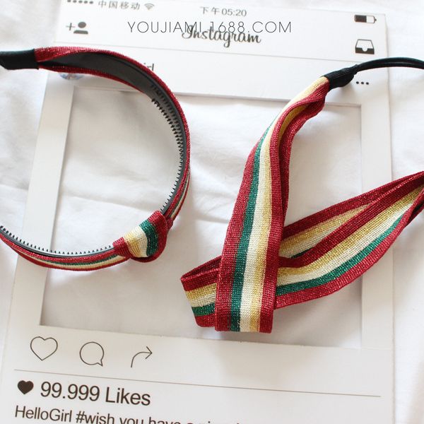 

fashion girl rainbow stripe hair band band cross head bandwidth edge hairpin korean hair accessories, Silver
