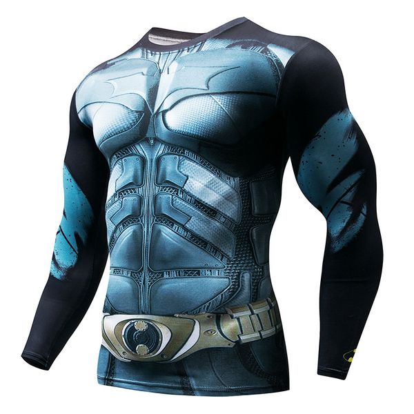 

2018 rashgard running shirt men t-shirt long sleeve compression shirts gym t shirt fitness sport men, Black;blue