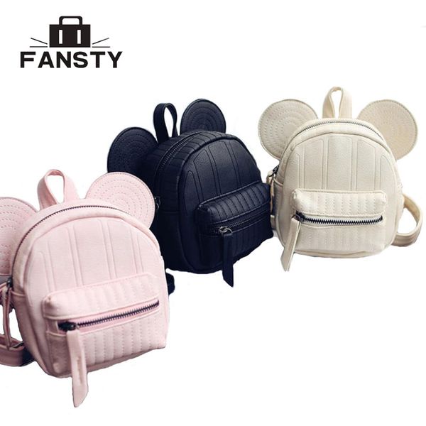 

cute girls backpacks women mini school bags casual pu leather brand designer children's mouse ear daypack princess bag rucksack
