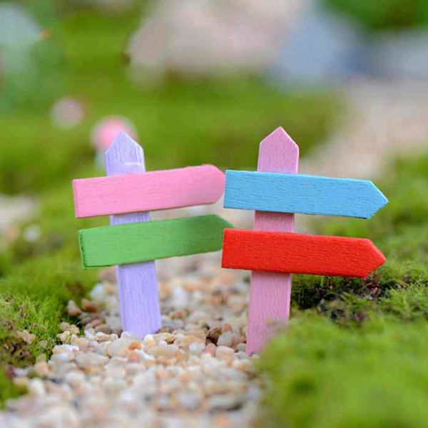 

красочные деревянные забор миниатюрные дорожные знаки фея сад аксессуар мох террариум поставок пейзаж diy материал кукольный домик украшения