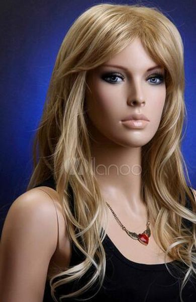 

fashion golden synthetic wavy medium wig for women wig hair, Black;brown