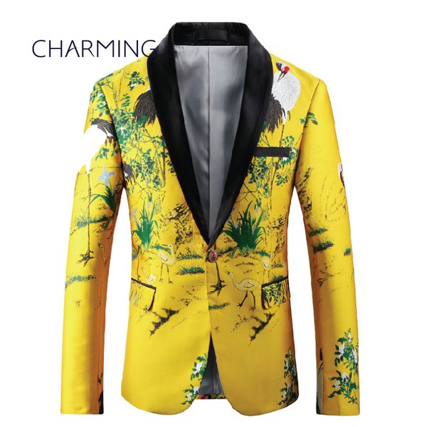 

men's suit separates suitable for singers men's clothing casual suits for men quality chinese style crane embroidered men's d, Black;gray