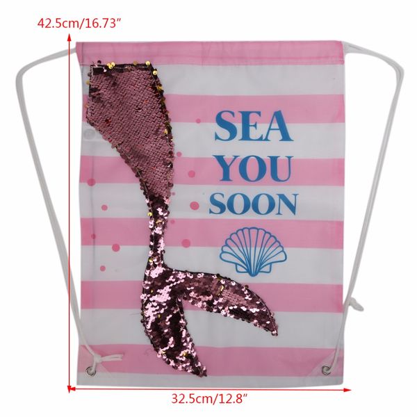 

thinkthendo travel sequins drawstring shopping bag casual bag backpack women school beach new fashion 32.5x42.5cm
