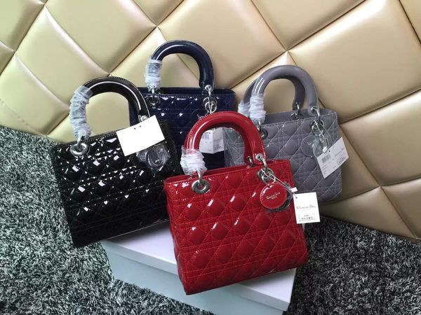 

2019 Luxury Quality Brand design Fashion Lady Plaid Messenger Bag Genuine Patent leather 5 Plaid Handbag Lambskin with Charms Miss Chain Bag