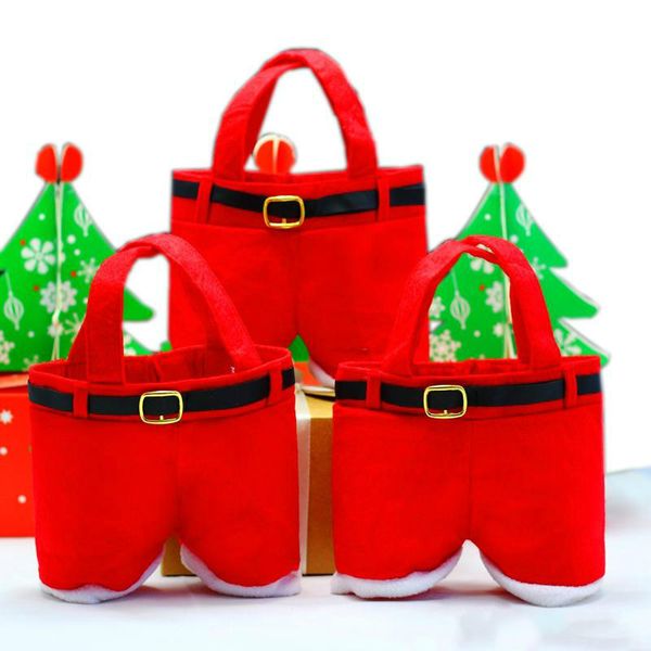 Presentes de Natal Bolsa Tote pequeno doces Sacos Papai Noel engraçado Calças 13 centímetros em forma de saco para crianças das crianças do partido Decoração DHL