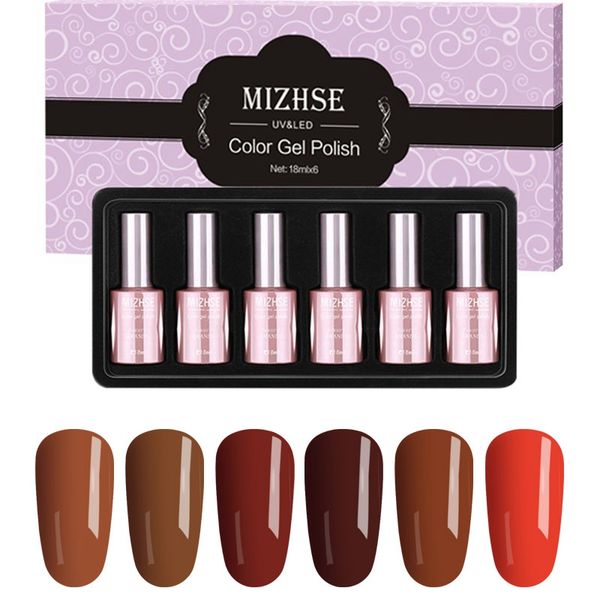 

mizhse 18ml brown nail polish semipermanente gel nagellak base and for gel cabine uv nail led lamp enamels permanent, Red;pink