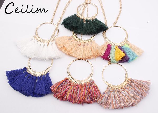 

Long Tassel Necklace For Women Wholesale Fashion Jewelry Boho Bohemian Black Red White Statement Necklace Ethnic Vintage Gift Wholesale