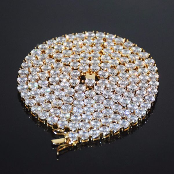 

tennis chain necklace men's hip hop jewelry gold silver copper material cz necklace 4mm 5mm 6mm iced out zircon 1 row link 20inch, Black