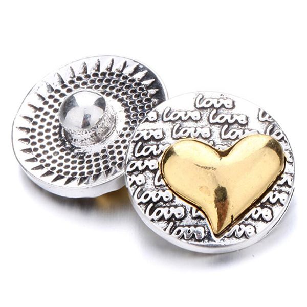 

10pcs new snap jewelry gold love vintage metal 18mm snap buttons for 18mm snap bracelet bangles, Bronze;silver