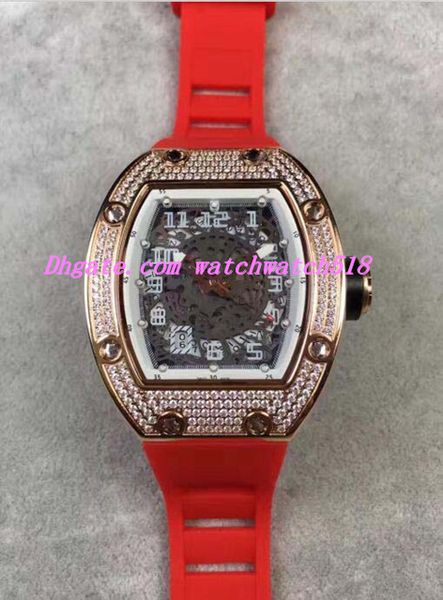 

luxury 2018 wristwatches diamond bezel rubber strap automatic movement men's watch fashion brand watches, Slivery;brown