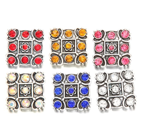 

new metal ginger snap button jewelry rhinestone square 18mm snap button fit snap bracelet necklace for women jewelry