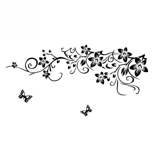 

fashion new the black flower vine /love butterfly english proverbs sticker/ bedroom living room sofa wall sticker