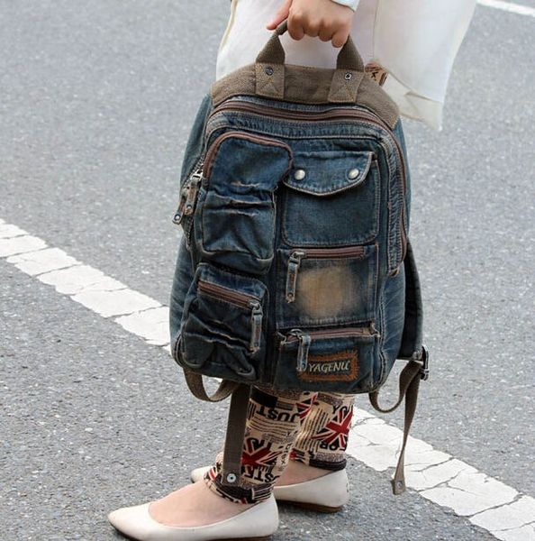 

new retro backpack women denim casual travel rucksack schoolbag knapsack backpack girls school student bag